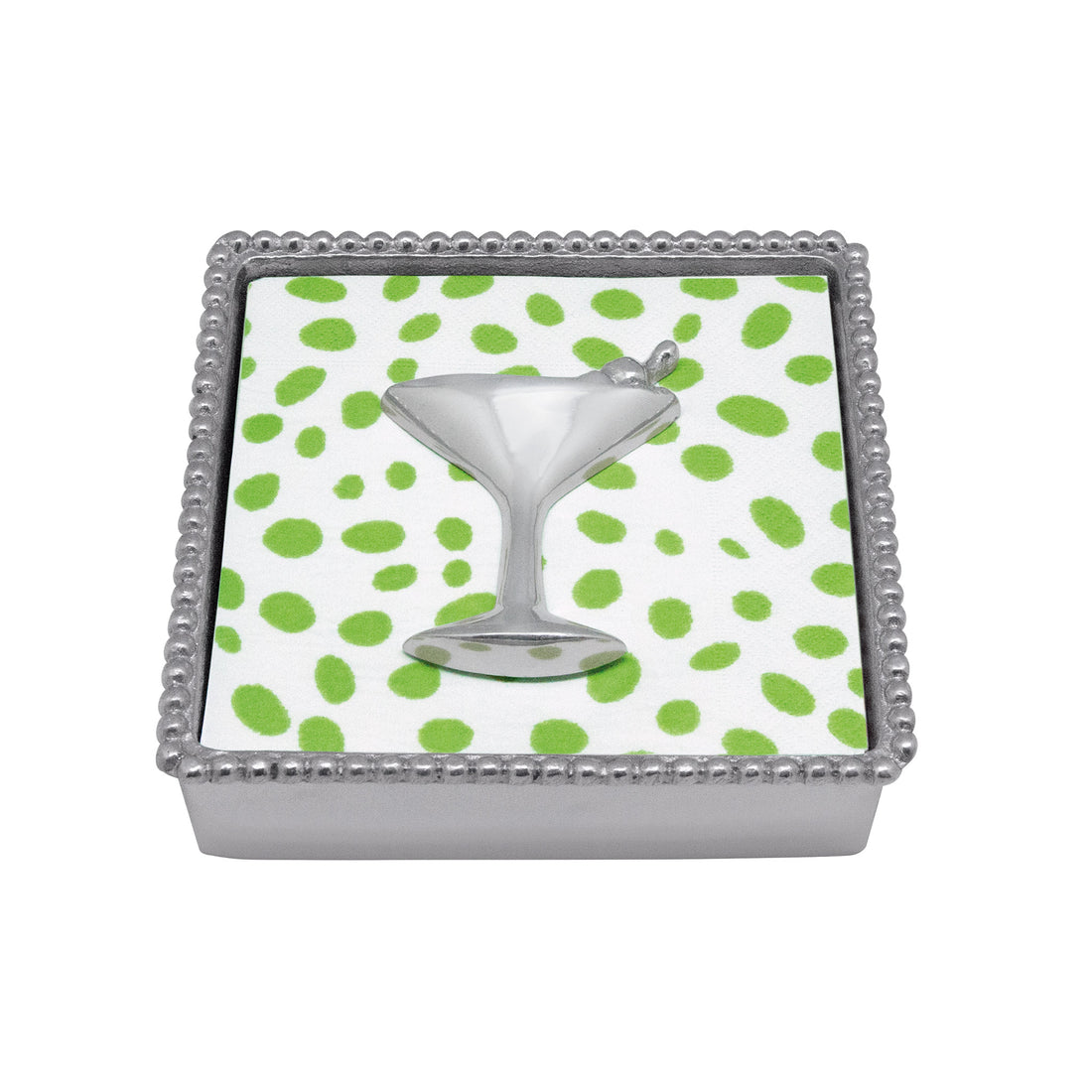 Cocktail Beaded Napkin Box with Cocktail Napkin Weight