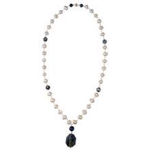 Pearl Chain, Sodalite, Lapis Necklace