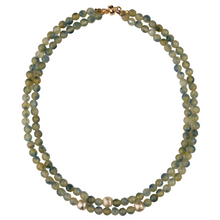 Double Agate, Gold Ball Necklace