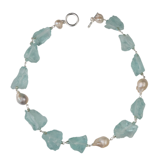 Sea Glass, Baroque Pearl Necklace
