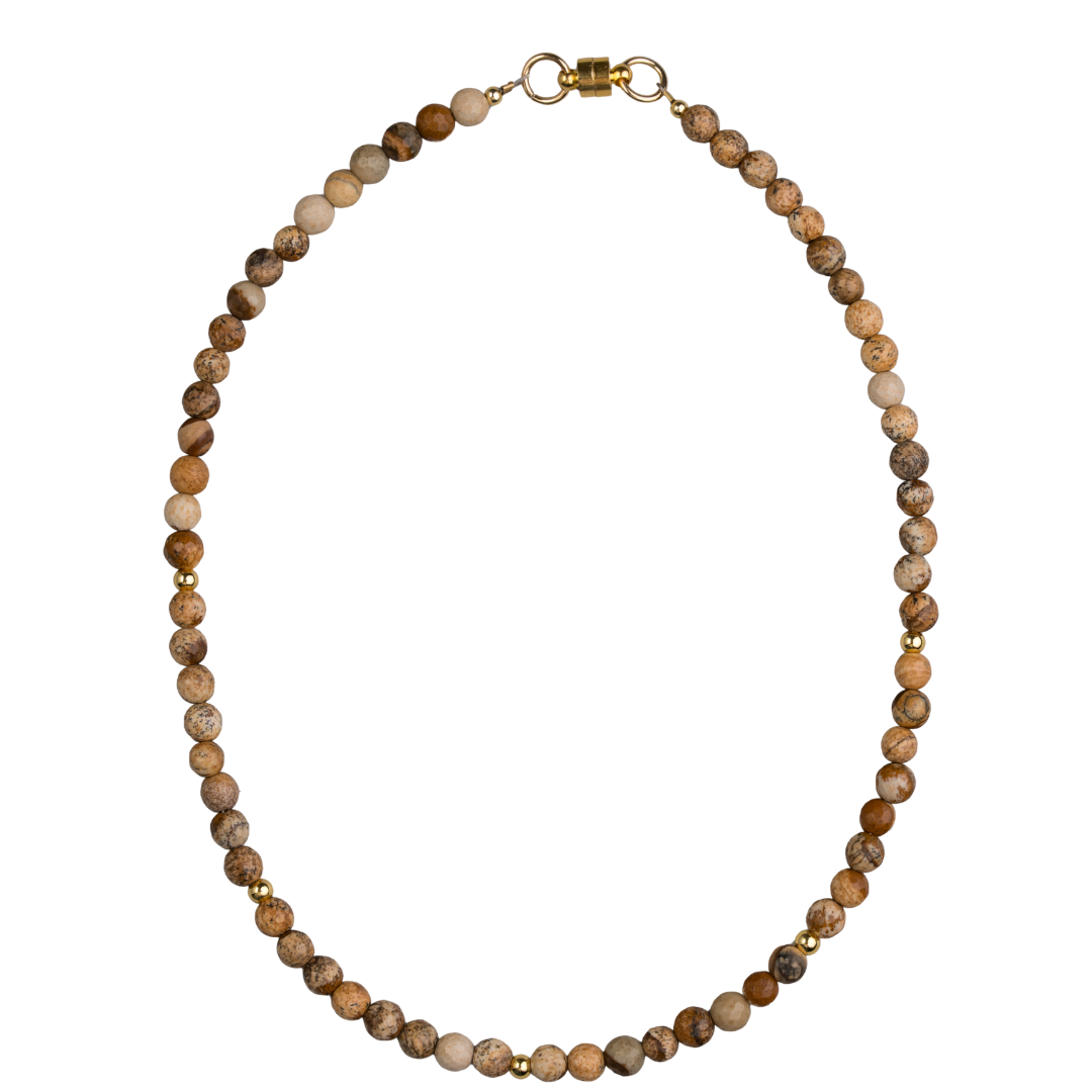 Picture Jasper & Gold Ball Choker