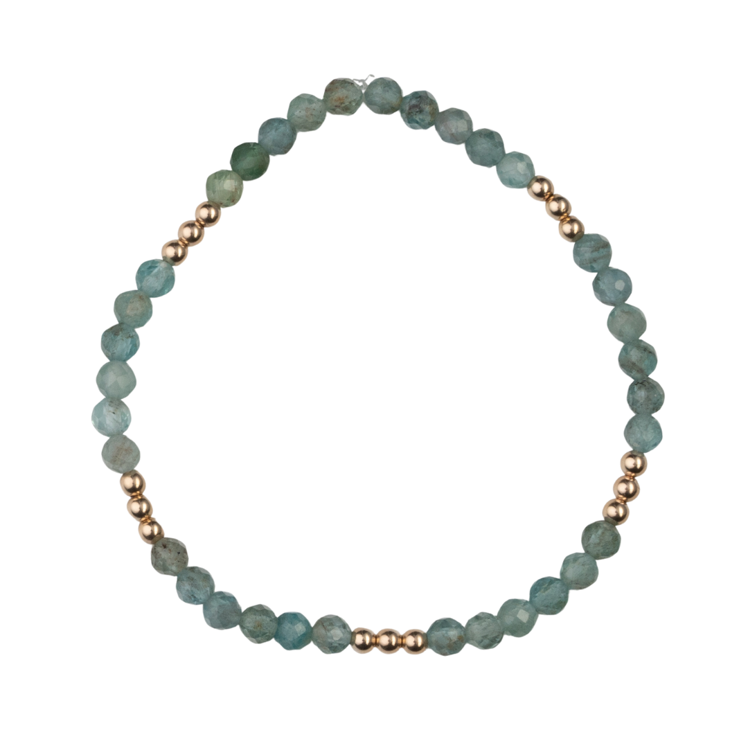 Apatite, 14K Gold 15 Ball Bracelet