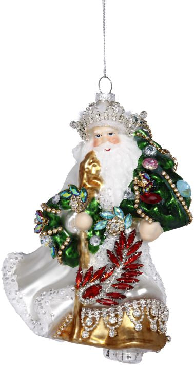 Jewel & Gem Santa Orn 8"