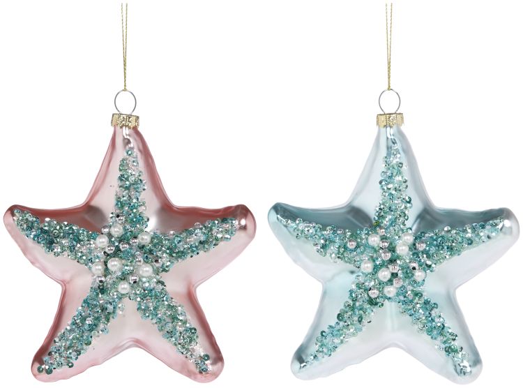 Jeweled Starfish Ornament, Assortment of 2 - 5 Inches