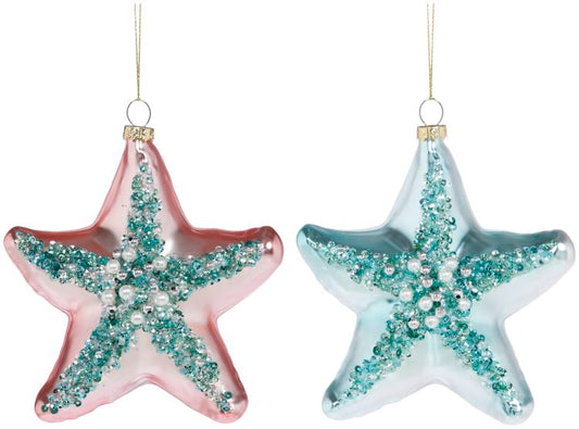 Jeweled Starfish Ornament, Assortment of 2 - 5 Inches