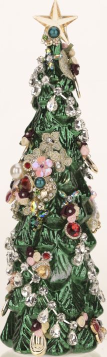 Jeweled Christmas Tree, Green- 13.5 Inches