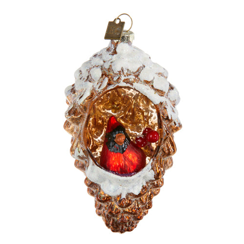 EC 5" Cardinal in Pinecone Ornament