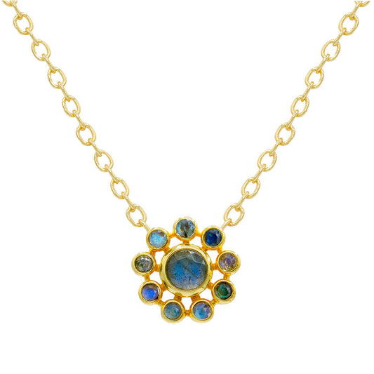 Daisy Flower Labradorite Necklace