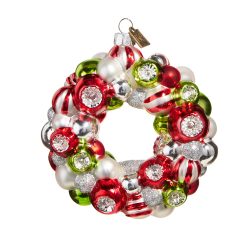 EC Red, Green, and White Wreath Ornament 4"