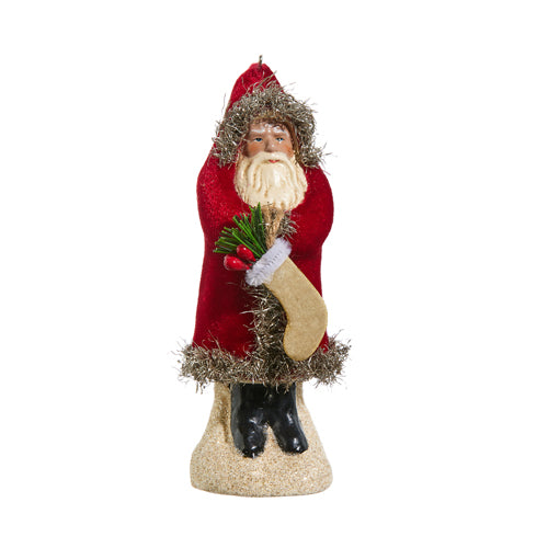 Red Velvet Santa Ornament 5.75"