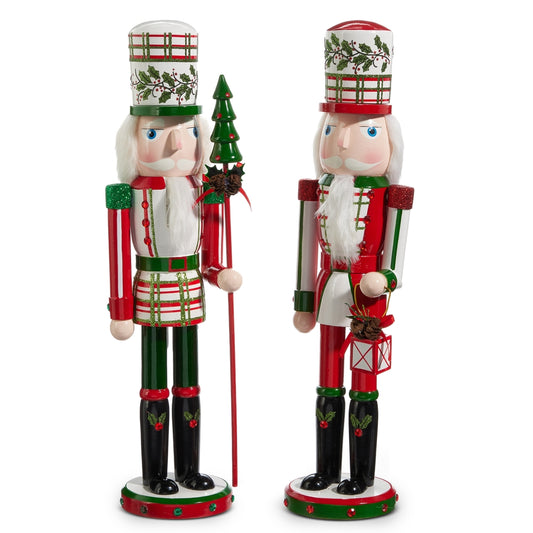 Plaid and Holly Nutcracker 17.75in