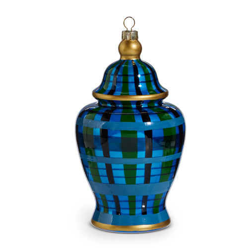 BLACK WATCH PLAID GINGER JAR ORNAMENT 6"
