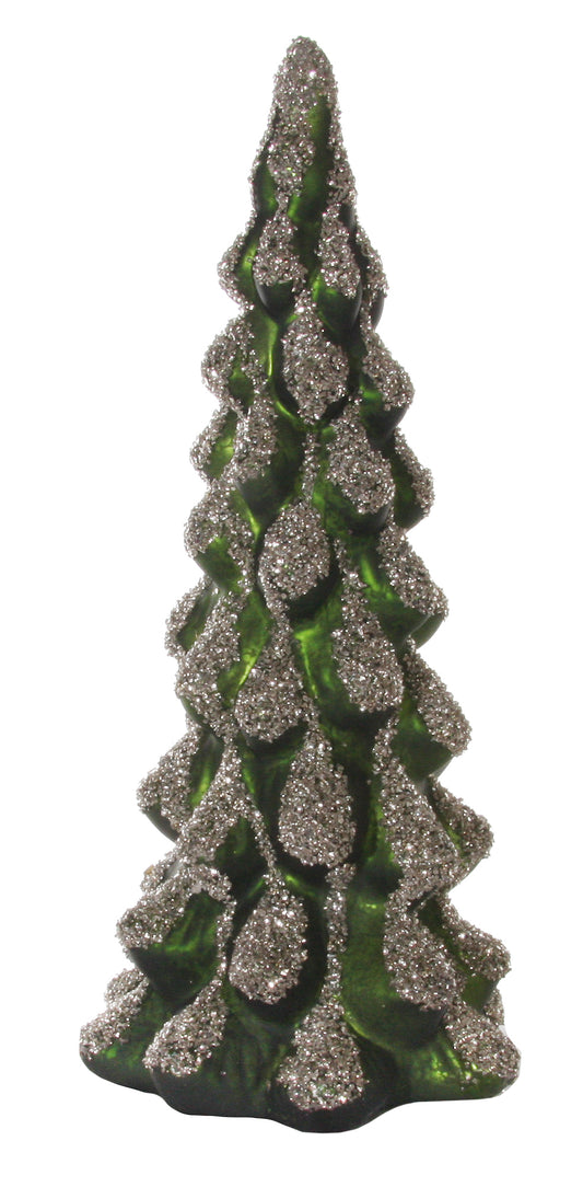 Glass tree green w/ant glitter