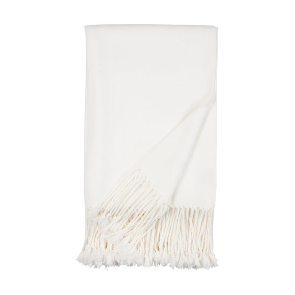 Luxxe Fringe Throw-White