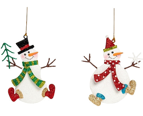 4" Flat Snowman w/Tree Ornament (Assorted)