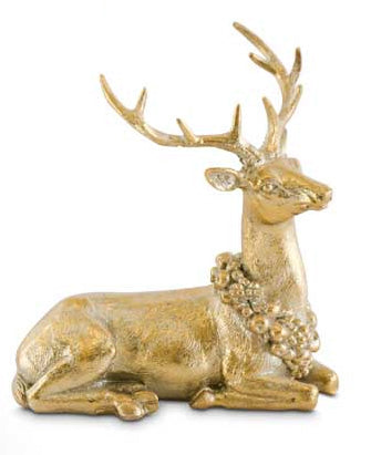 Laying Antique Gold Resin Deer