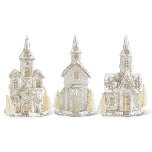 Glittered LED Silver Mercury Glass House