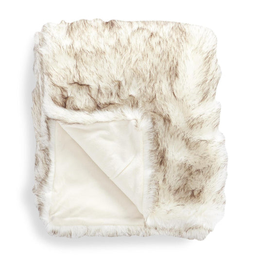 60" Cream Faux Fur Blanket