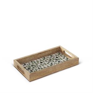 Wood Tray w/Christmas Trees Enameled