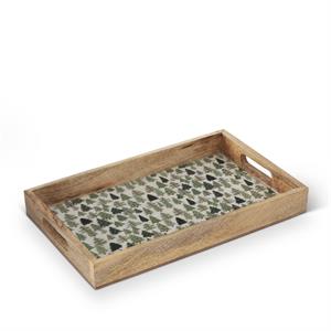 Wood Tray w/Christmas Trees Enameled