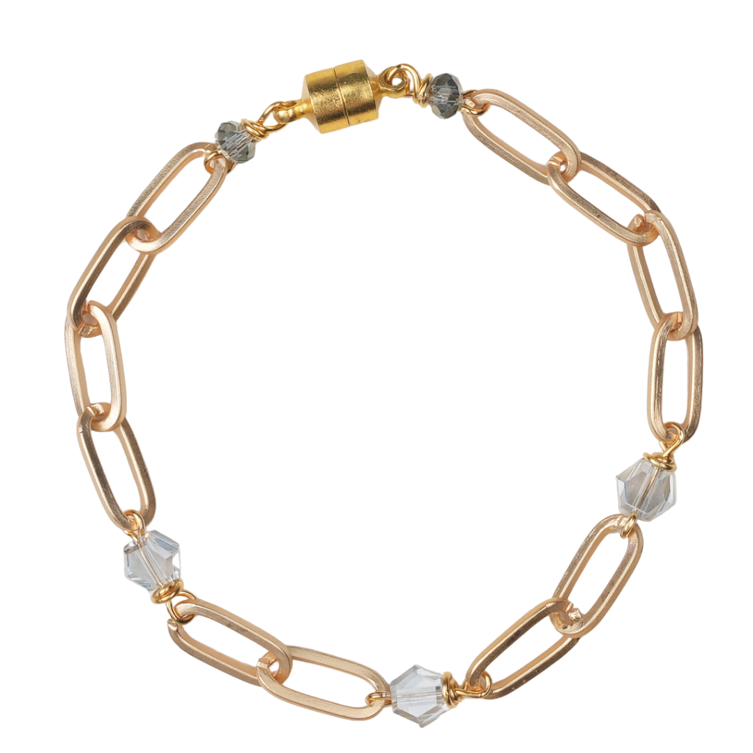 Matte Gold Paperclip Ice Crystal Bracelet