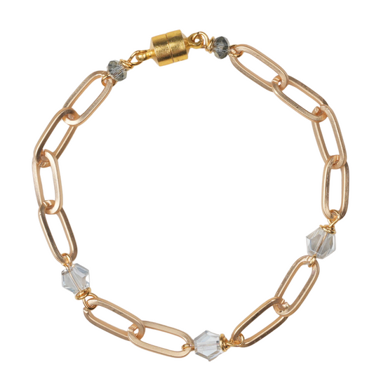 Matte Gold Paperclip Ice Crystal Bracelet