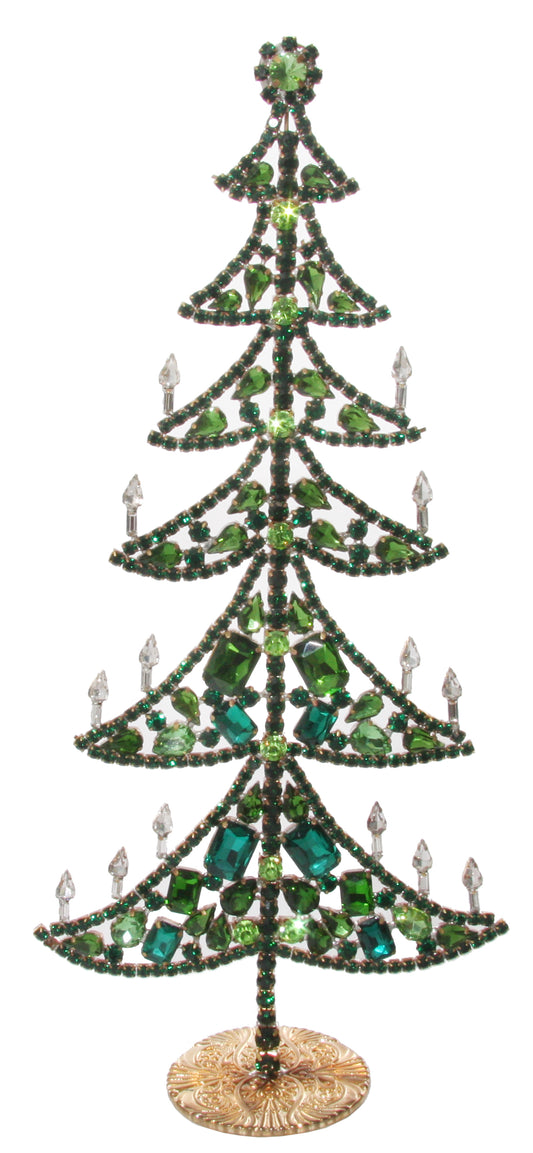 Jewel tree w/candles green 32cm