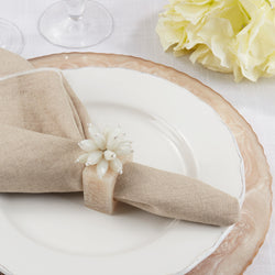 Beaded And Resin Napkin Ring - Ivory