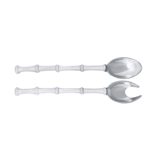 Bamboo White Salad Servers S/2
