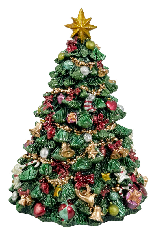 Christmas tree with burgundy bows music box 16cm