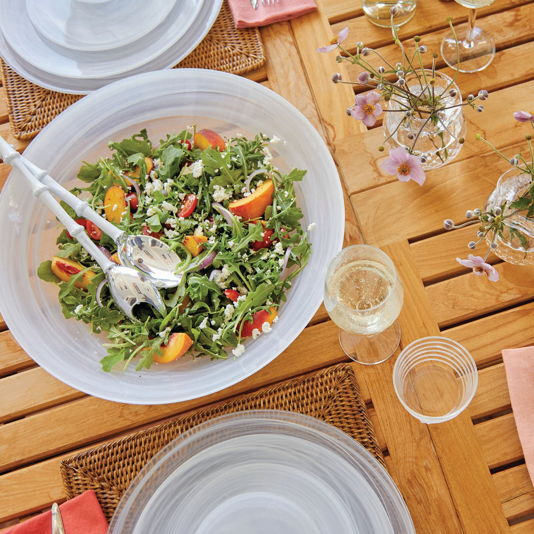 Bamboo White Salad Servers S/2