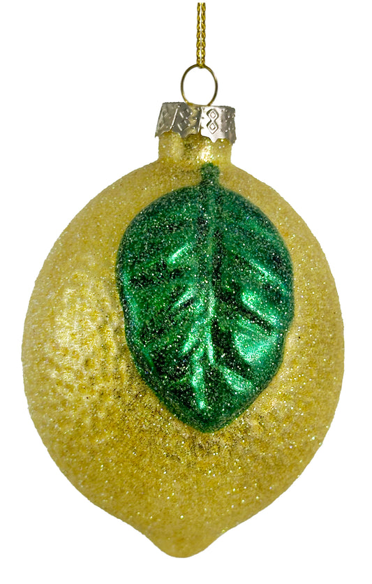 Glass lemon yellow iced 8cm