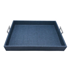 Indigo Faux Grasscloth Tray