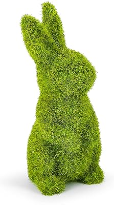 Resin Green Flocked Mossy Rabbit