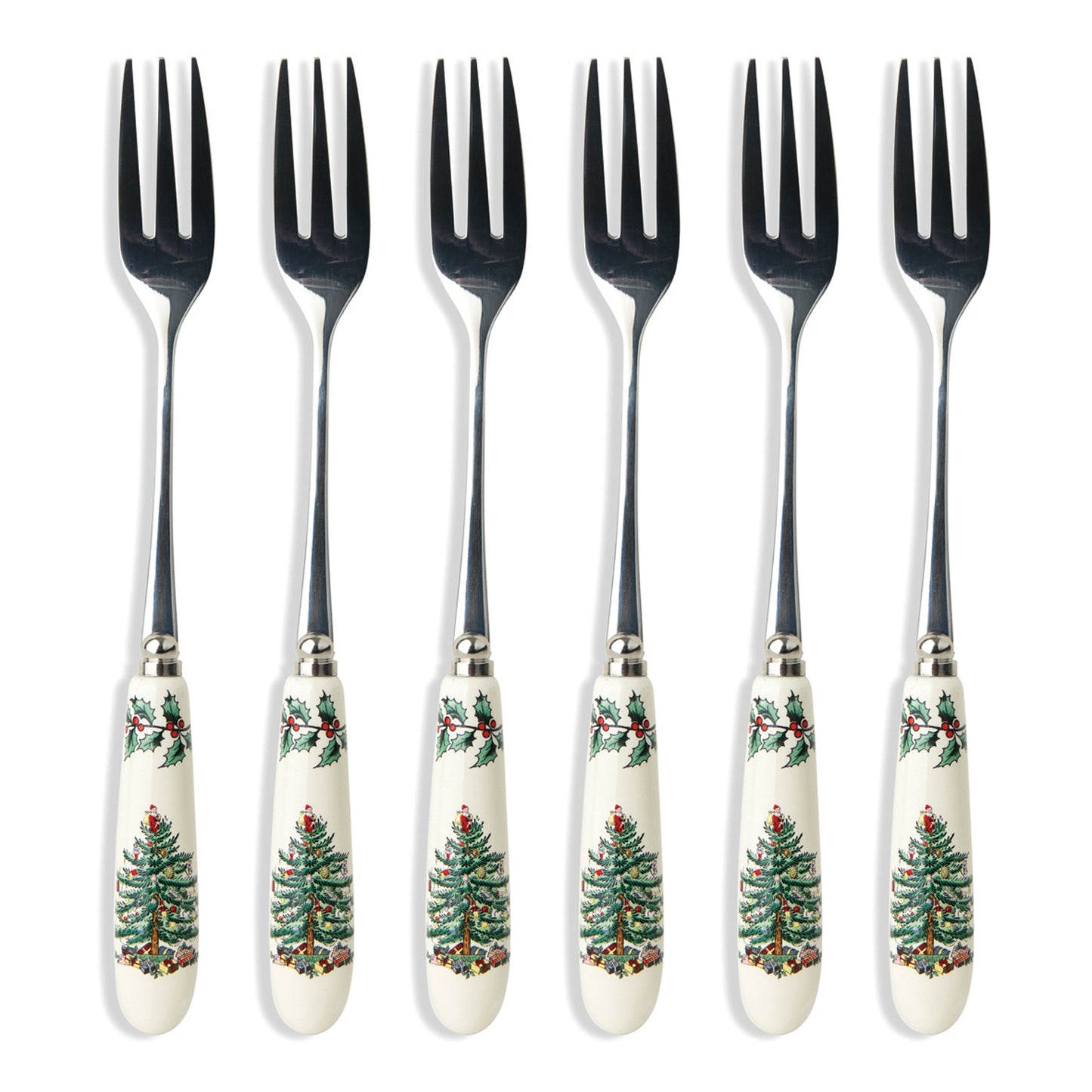 Set of 6 Christmas Tree Pastry Forks