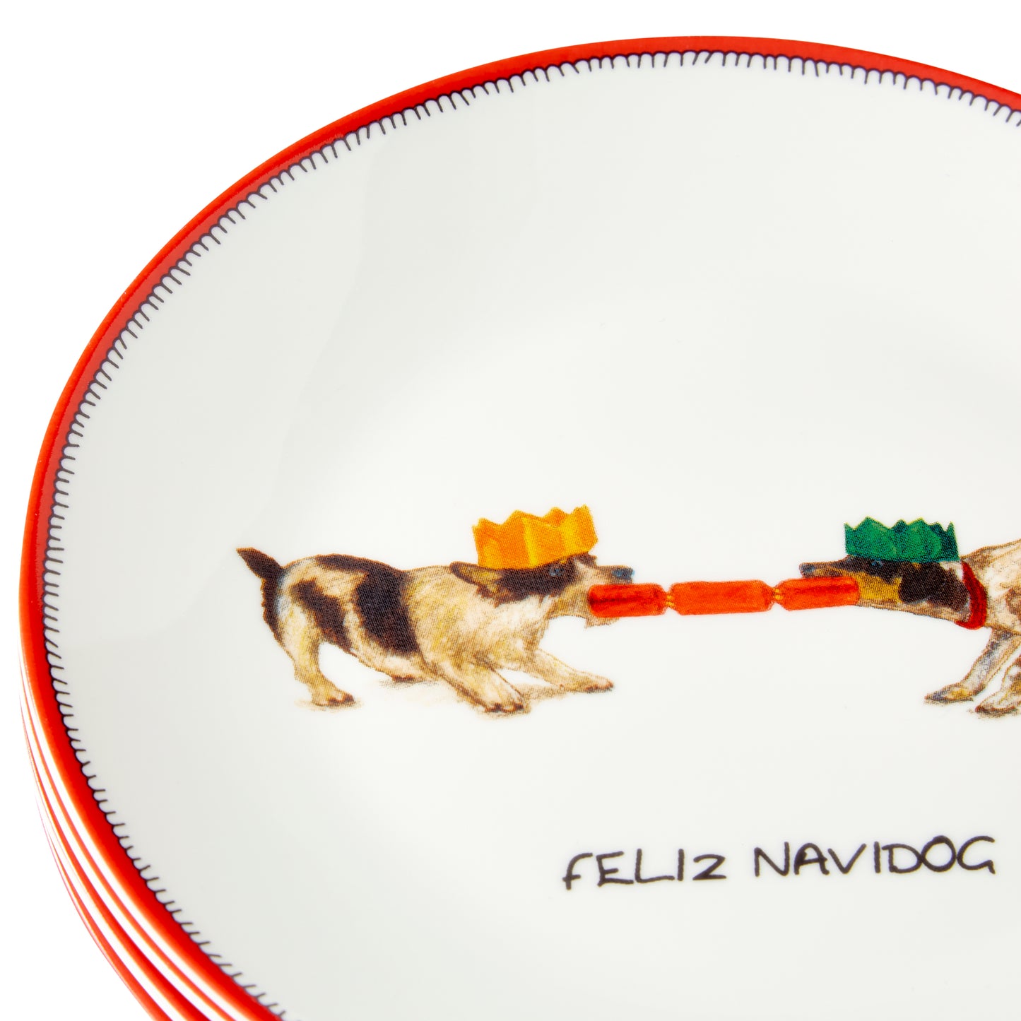 Set of 4 Kit Kemp Doodles Christmas Tidbit Plates