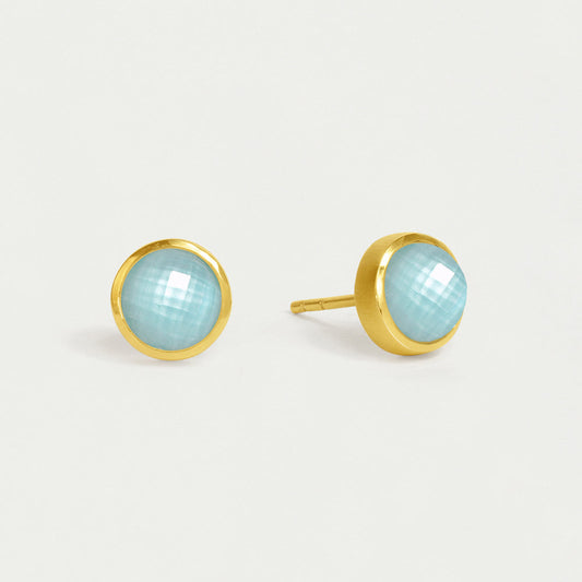 Signature Iridescent Sky Blue Midi Stud Earrings