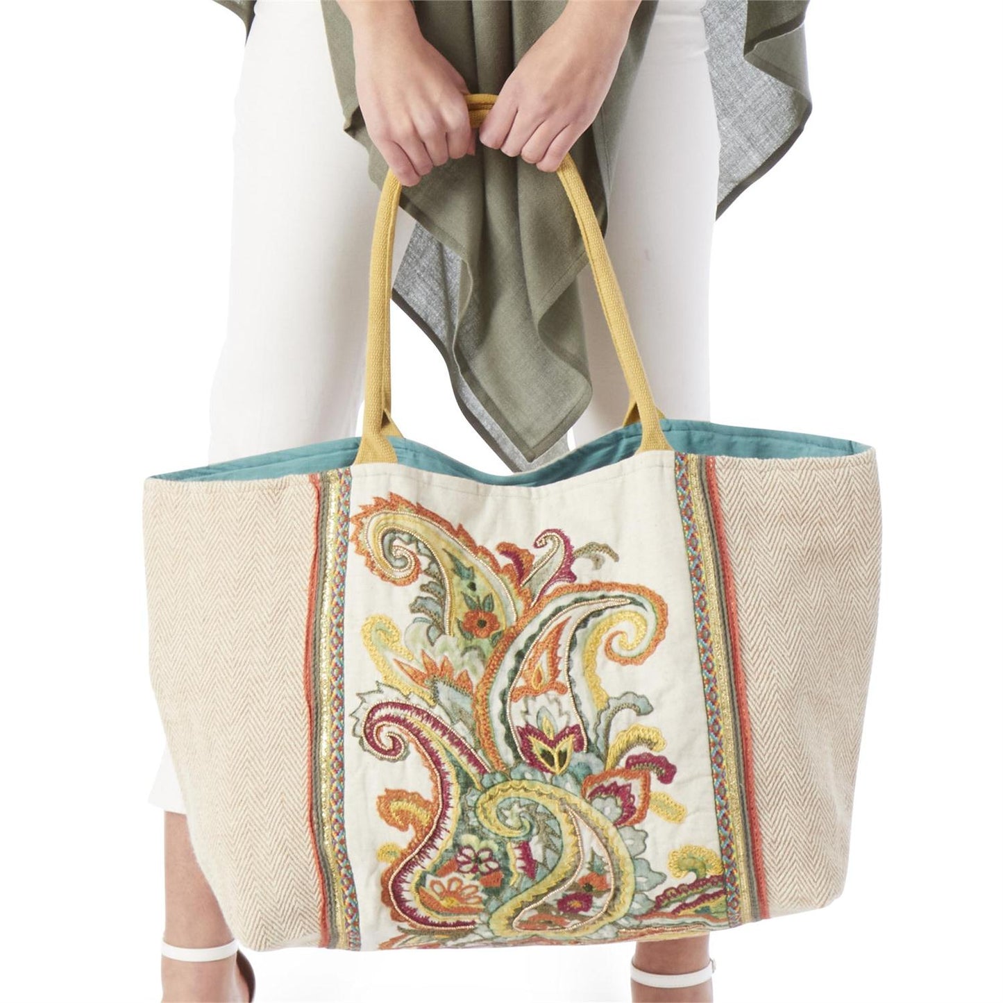 Paisley Beaded Tote Bag