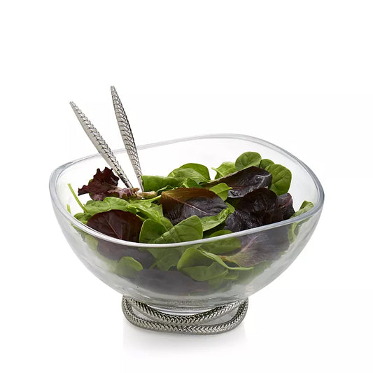 Braid Glass Salad Bowl w/ Servers