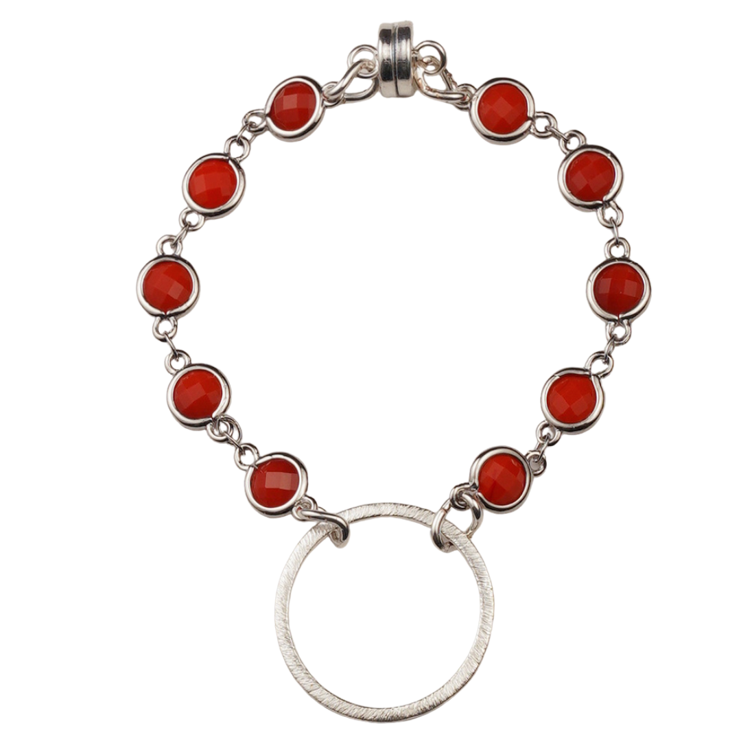Coral Crystal/Silver Bracelet