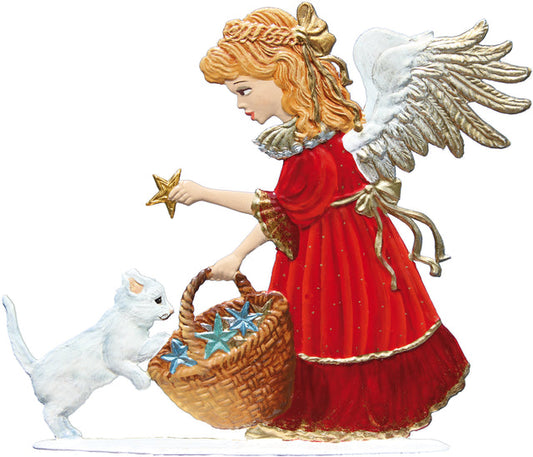 Angel with Basket of Stars, Painted