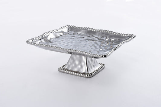 Square Cake Stand Silver
