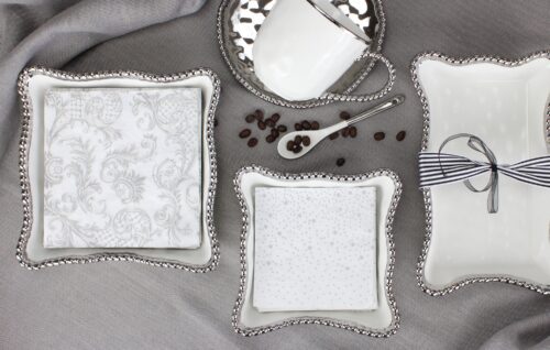 Salerno Cocktail Napkin Holder w/Silver