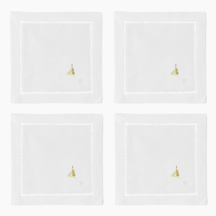 Embroidered Cotton Cocktail Napkins Set of 4