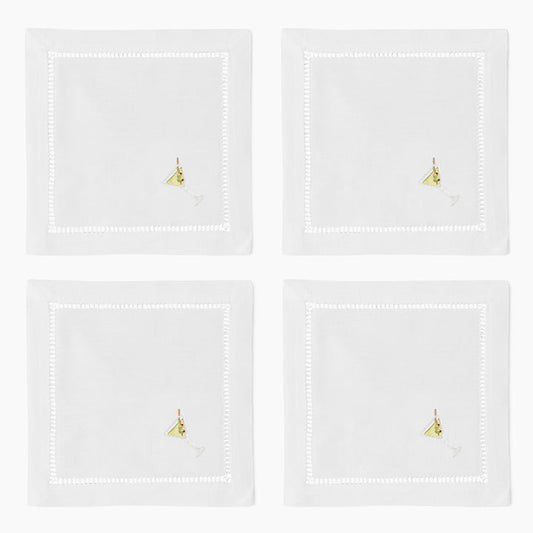 Embroidered Cotton Cocktail Napkins Set of 4