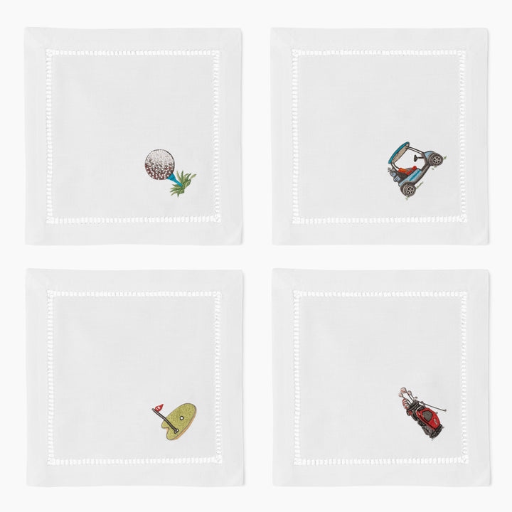 Embroidered Cotton Cocktail Napkins Set of 4