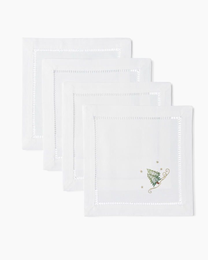 Embroidered Cotton Cocktail Napkins Set of 4