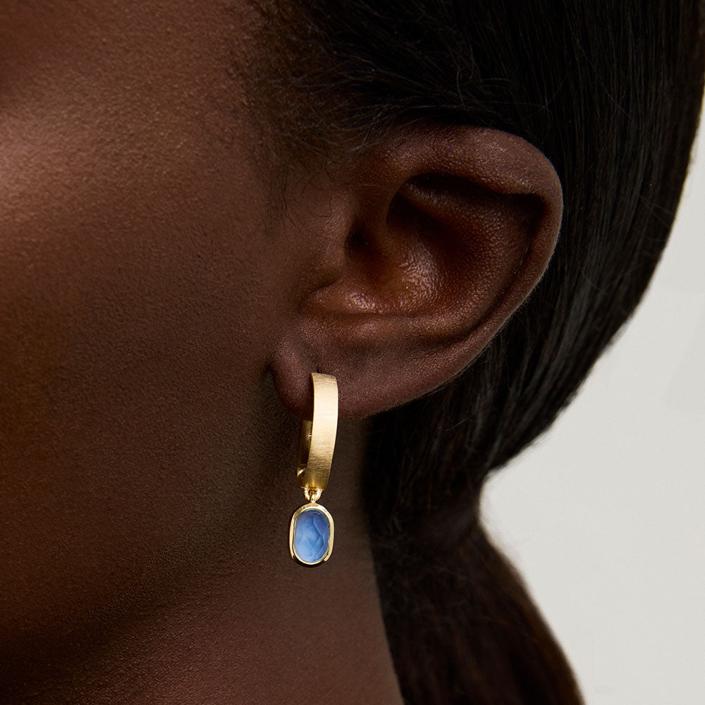 Mercer Gemstone Mini Drops Earrings - Iridescent Midnight Blue