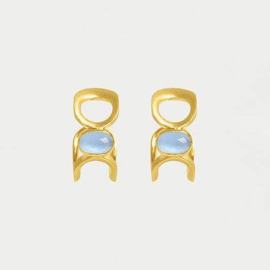Bowery Gemstone Hoops - Iridescent Midnight Blue