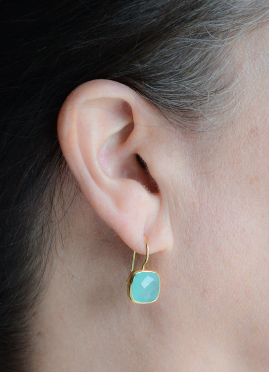 Aqua Chalcedony 22ktGP Brass